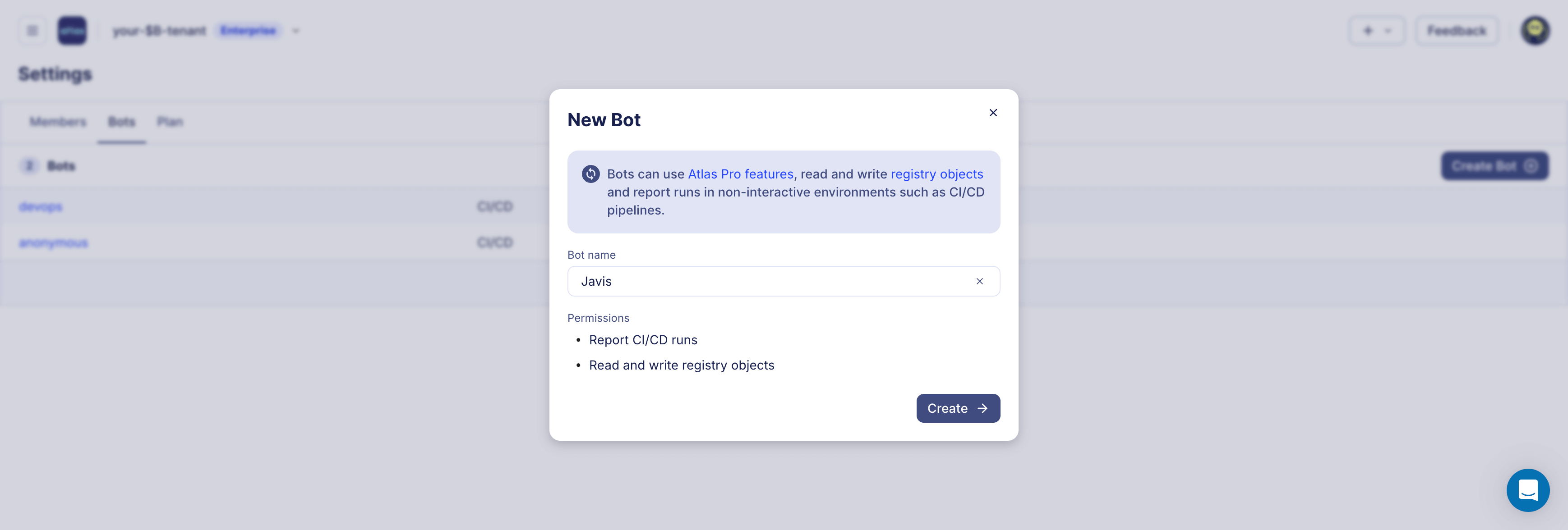 Create a new Bot in Atlas Cloud