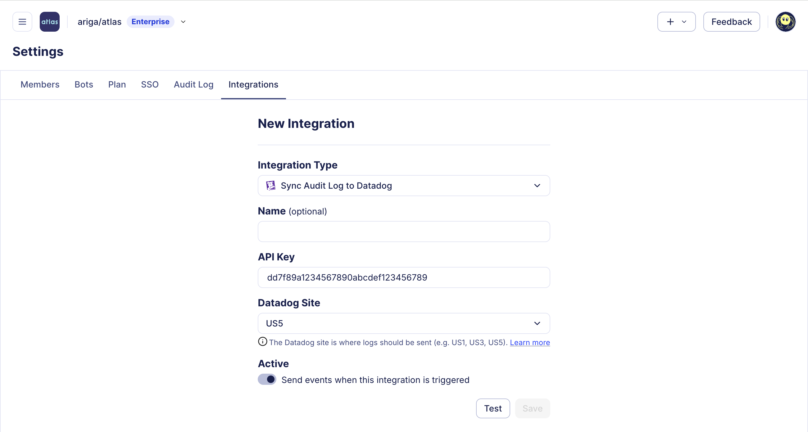 create datadog integration