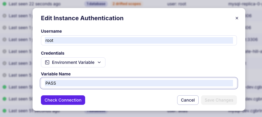 Atlas Schema Monitoring edit instances configuration