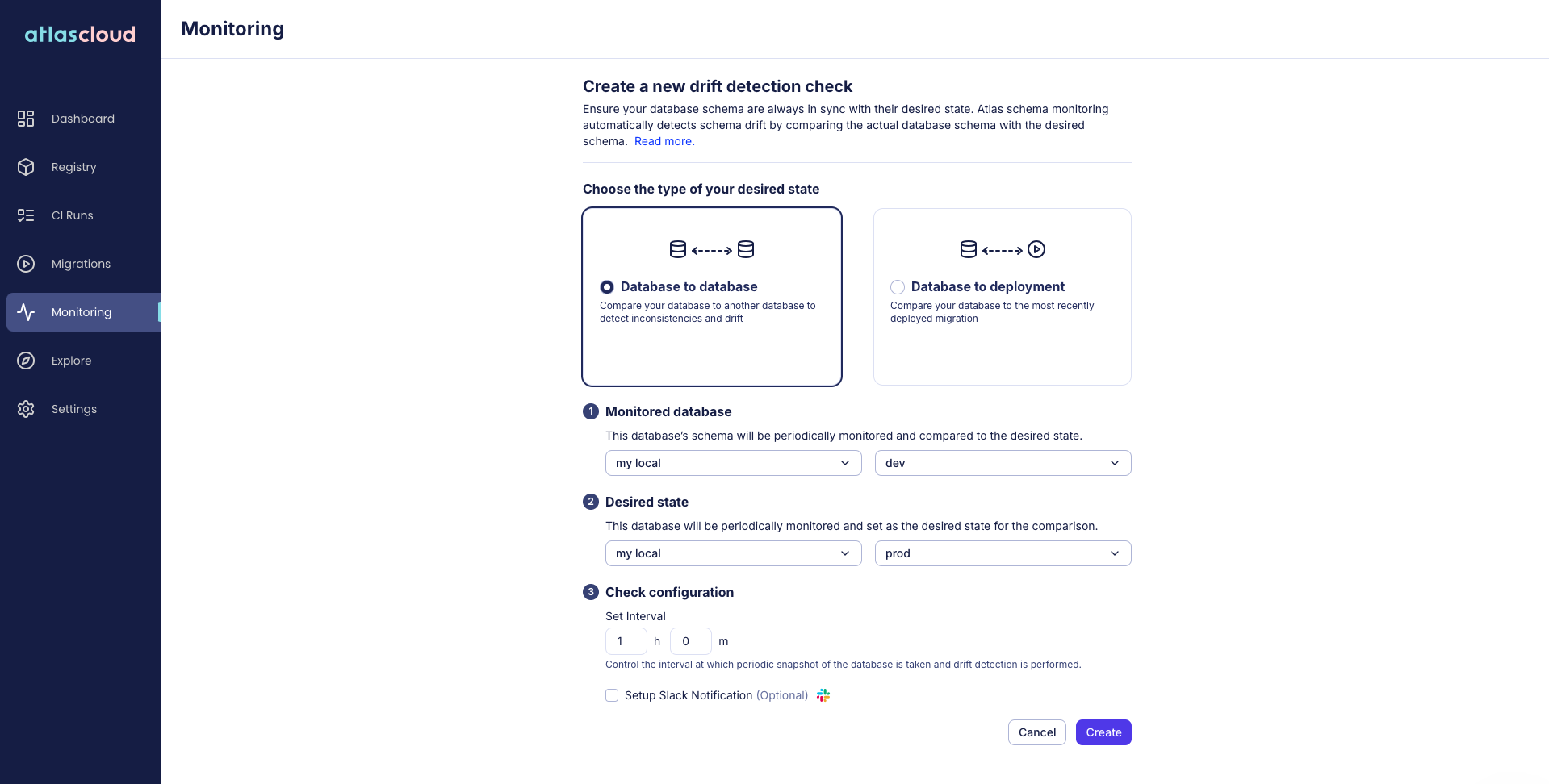 Configure Drift Detection from Snapshot Scope