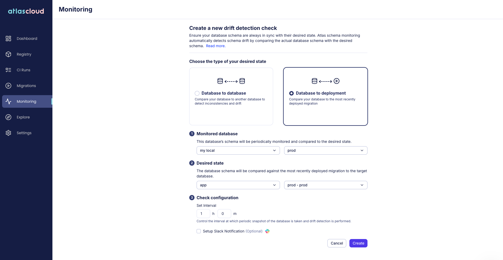 Configure Drift Detection from Deployed Migration